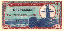 military Payment Certificate Twenty Five Cents